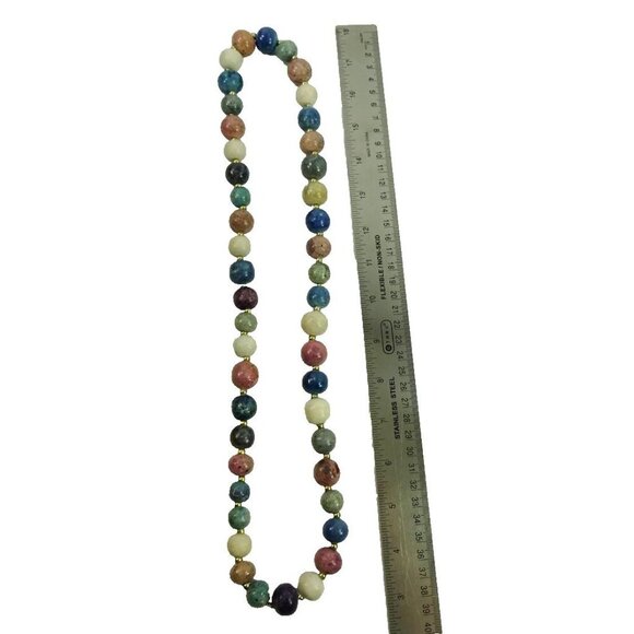 Gemstone Bead Necklace 30" Heavy 16mm Natural Stone Boho Statement - Picture 3 of 4
